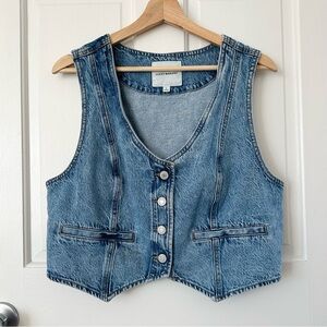 Lucky Brand Tailored Women’s Denim Vest Crop Top Western Boho Size L
